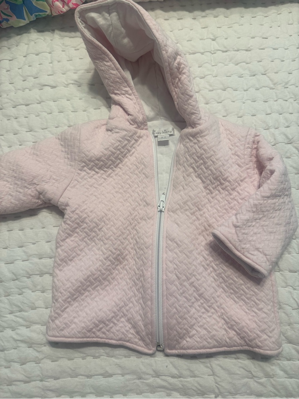 Kissy Kissy Pale Pink Quilted Baby Hoodie zip jacket girl 6-9 mo